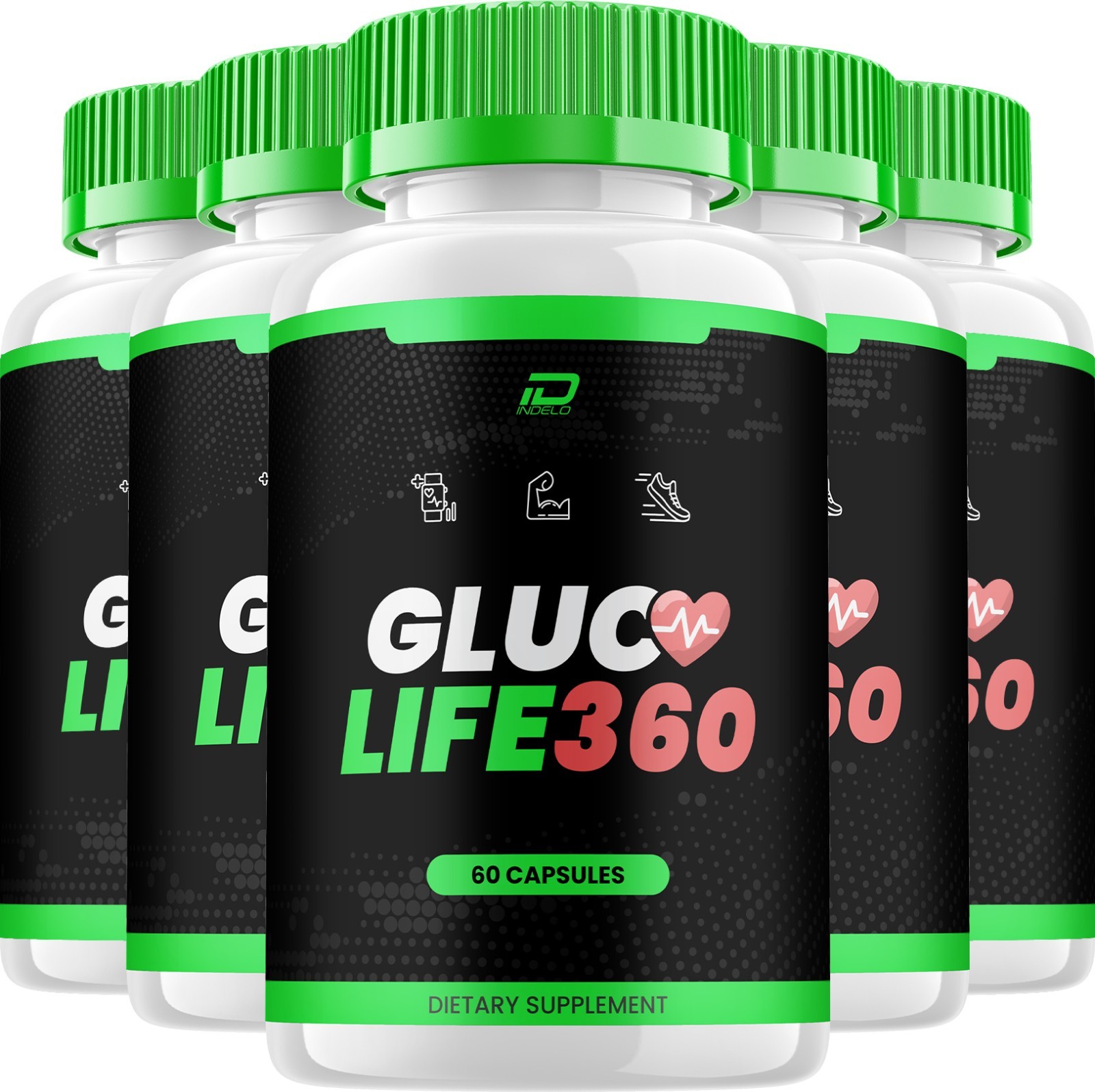 (5 Pack) Gluco Life 360 Capsules – GlucoLife 360 All Natural Glycogen Support