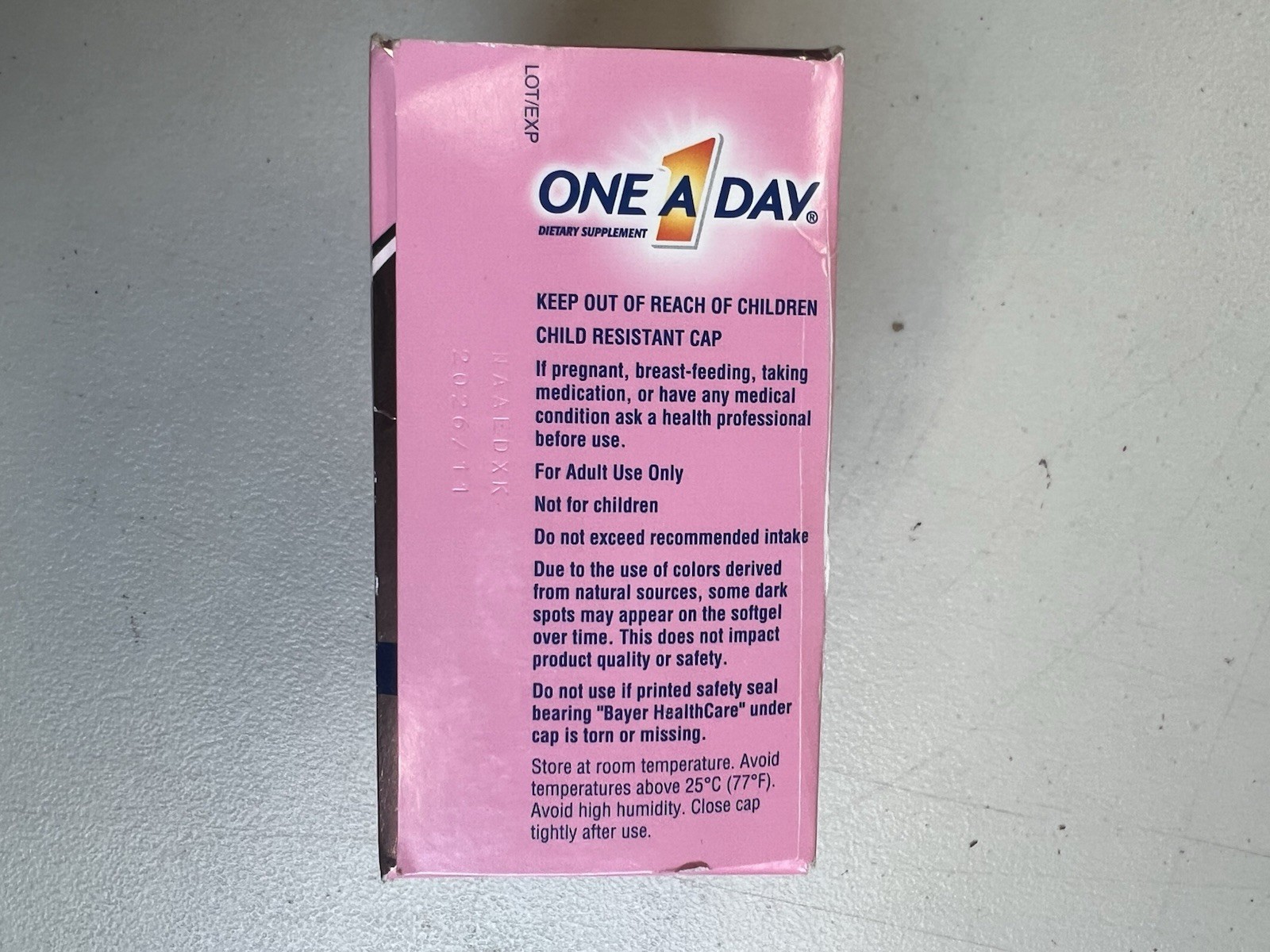 One A Day Prenatal Advanced Multivitamin Folic Acid DHA Chol 120 Pills Exp 11/26