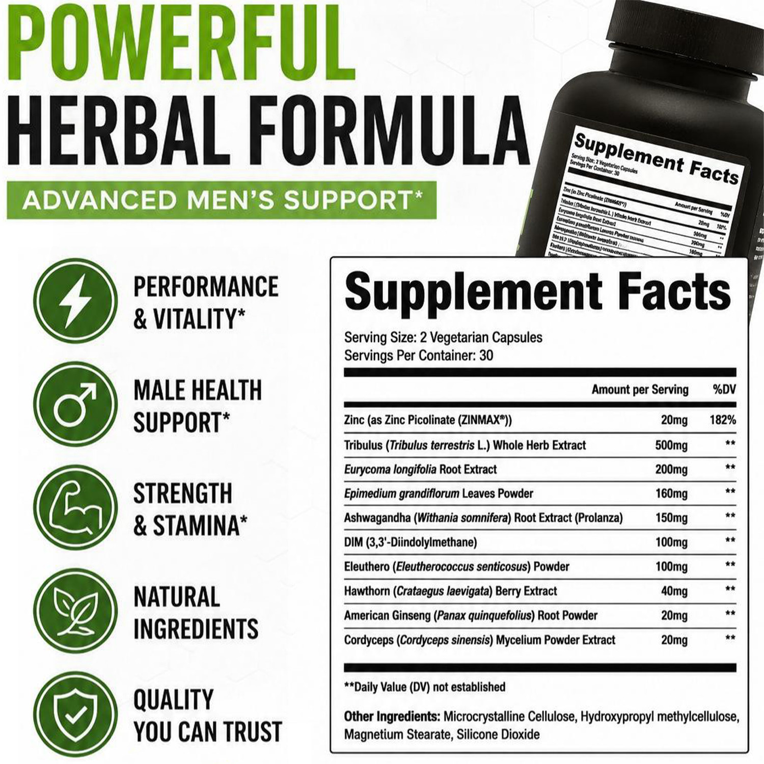 3 Pack Men’s Botanical Daily Wellness Capsules Dietary Supplement 60 Count