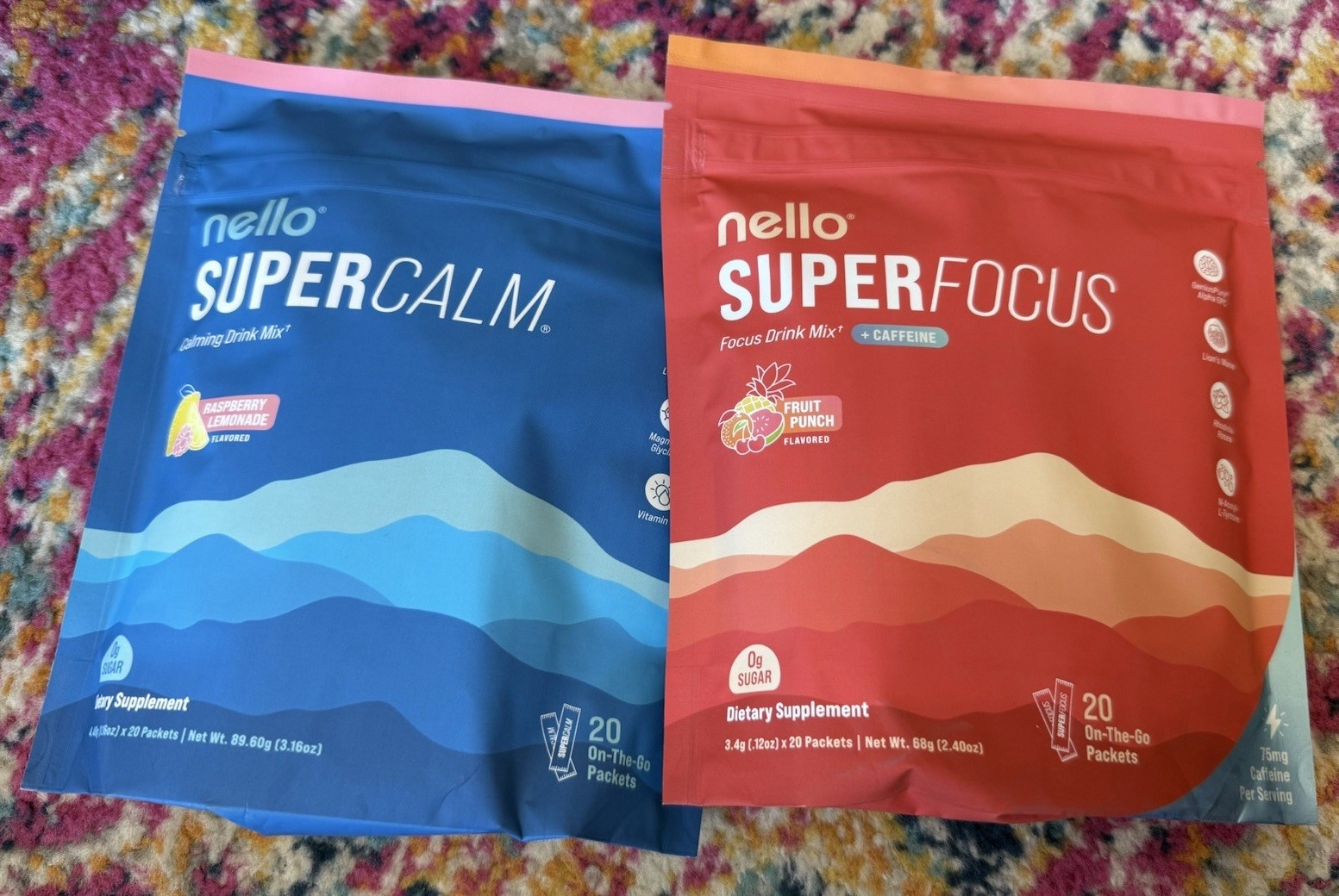 Nello SuperCalm & SuperFocus Drink Mix Bundle 40 Total Packets Exp 2027 New