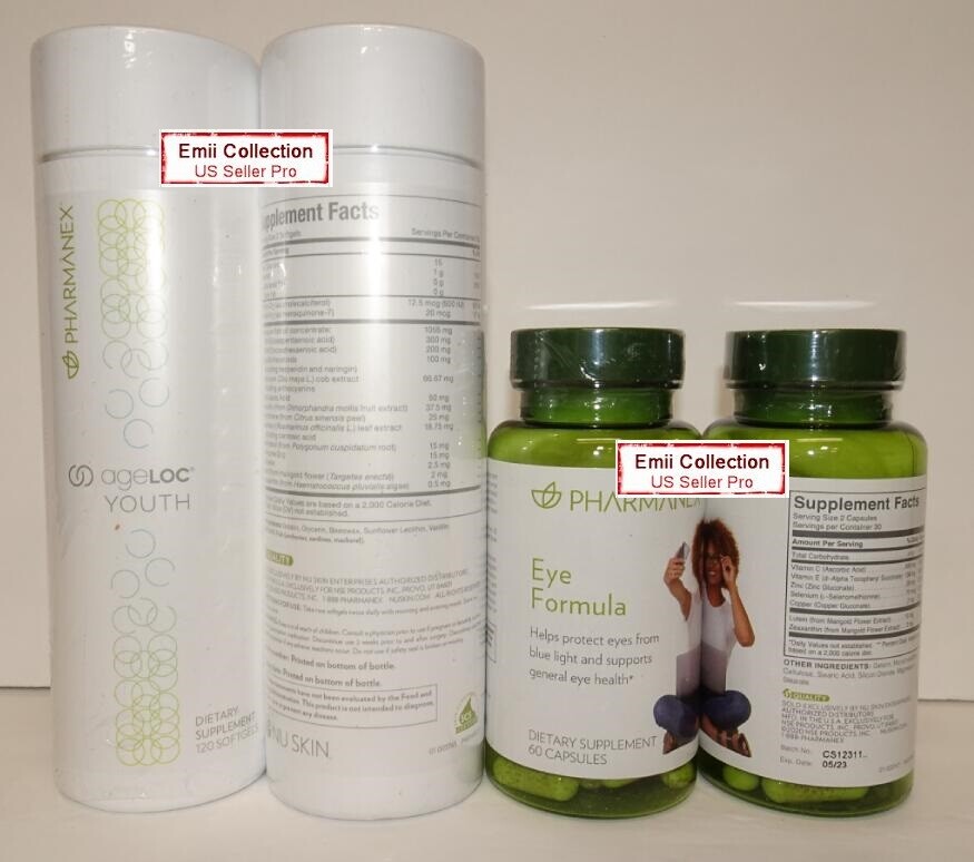 Nu Skin Nuskin Pharmanex ageLOC Youth 120 Caps & Eye Formula 60 Caps (2 Bottles)