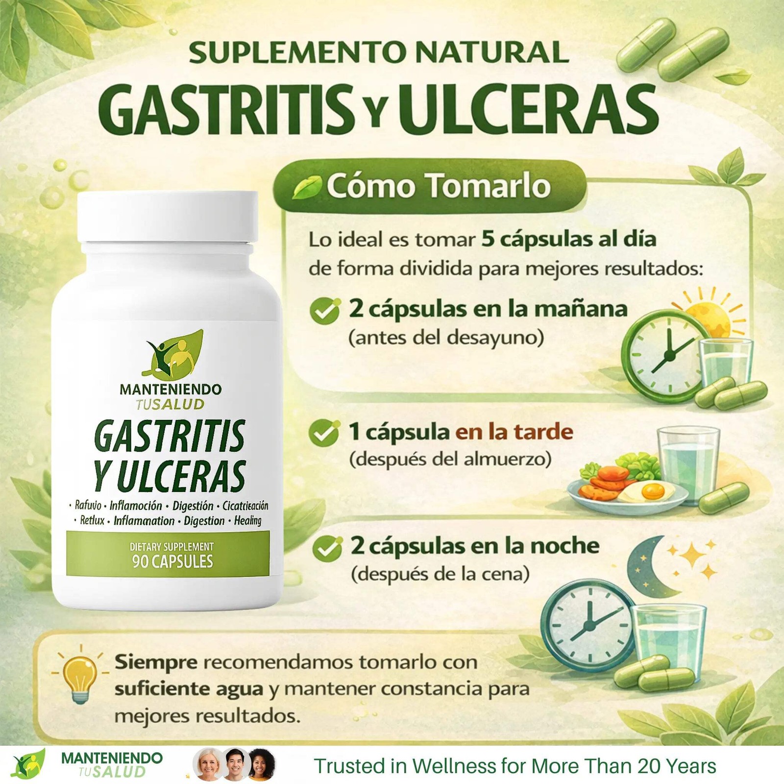 Manteniendo Tu Salud Gastritis y Ulceras, Digest Support, 90 Capsules
