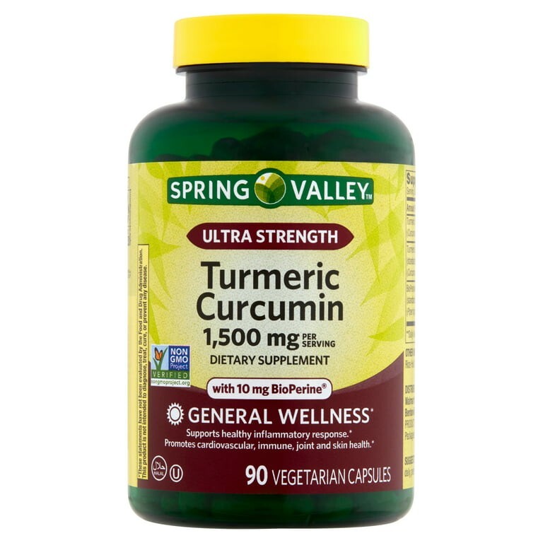 Spring Valley Ultra Strength Turmeric Curcumin Dietary Supplement 1,500 mg 90 Ct