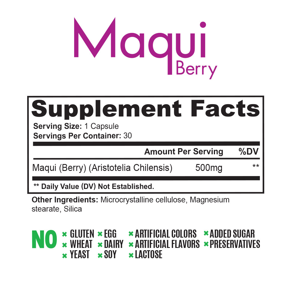 PURE MAQUI BERRY Immune Boosting, Antioxidant Superfood Supplement 500mg