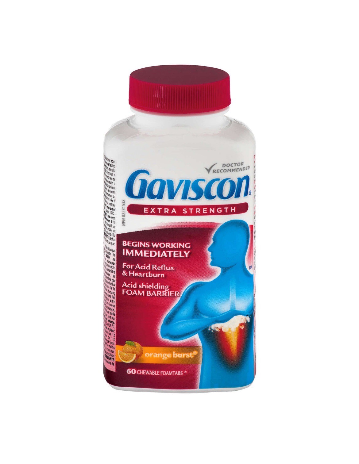 Gaviscon Extra Strength Chewable Foamtabs Orange Burst Heartburn Acid 60pcs NEW