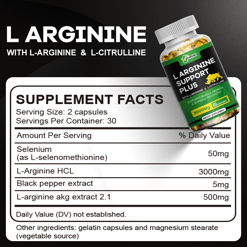 L-Arginine 120 Nitric Oxide,Testosterone Booster,Energy Support Capsules 3000 mg