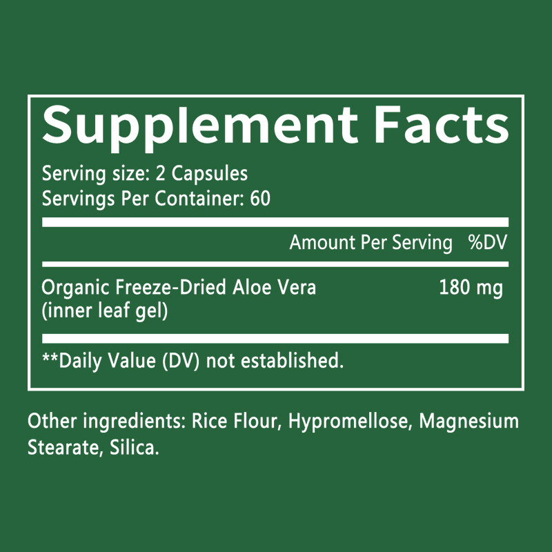 Organic Freeze-Dried Aloe Vera 180mg, Detox Cleaning & Digestive Support