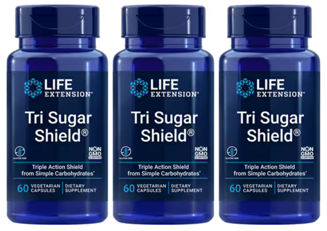 TRI SUGAR SHIELD BLOOD SUGAR GLUCOSE SUPPORT 180 Capsule 500mg LIFE EXTENSION