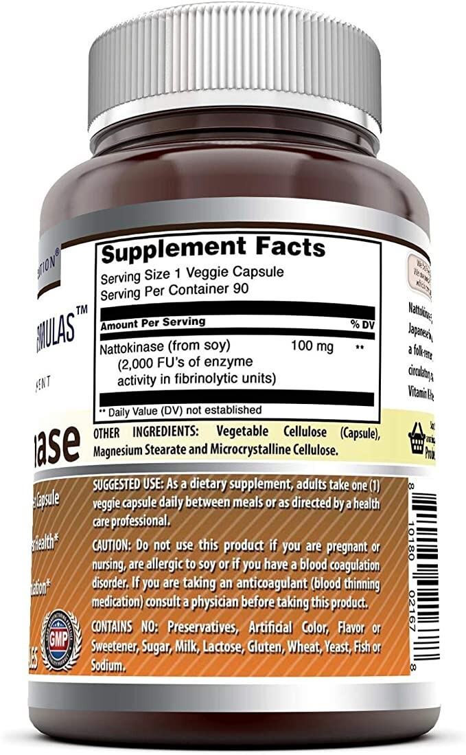 2 Nattokinase 100mg Cardiovascular Aid 90 Caps (Pack-2) Amazing Nutrition