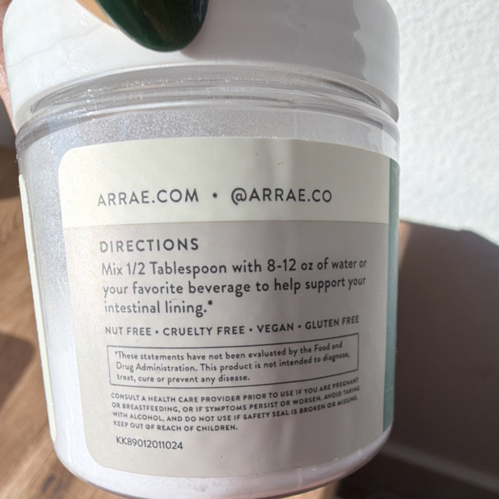 Arrae L-Glutamine Digestive Support Vegan Gluten-Free Powder 1.76oz 10 Servings