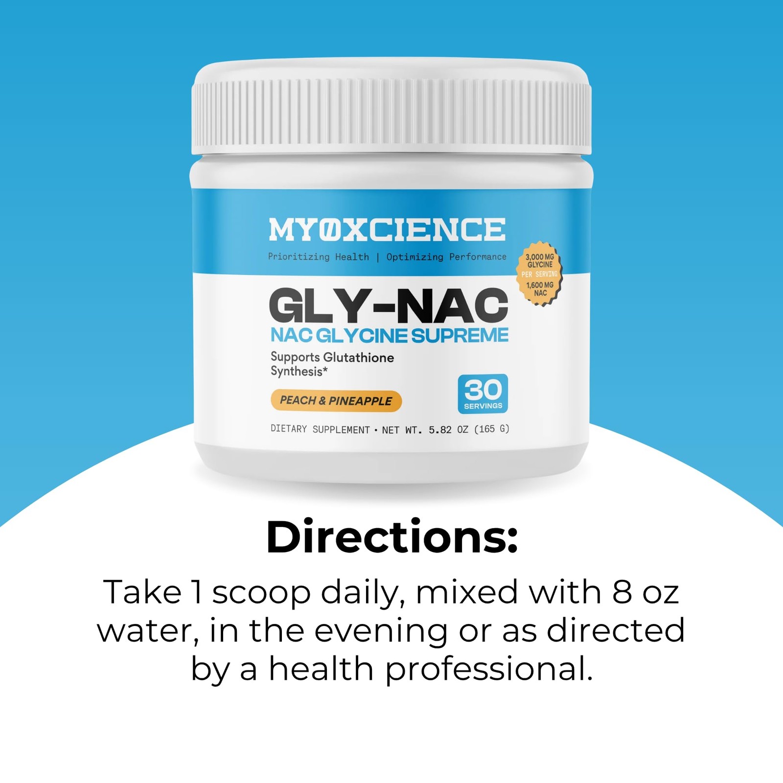 MYOXCIENCE NAC Glycine Supreme | N-Acetyl-L-Cysteine, 4.44 Ounce (Pack of 1)
