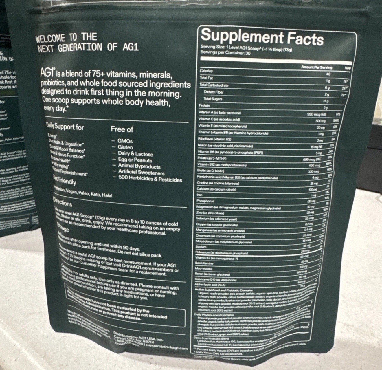 AG1 Athletic Greens Powder Pouch 12.7oz / 360g 30 Day Supply 1 Bag NEW SEALED