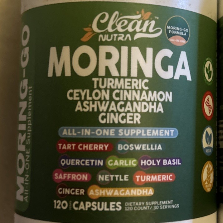 Lot Of 2 Bottles-120 Count Of Pills Each Clean Nutra Moringa Powder Capsules +