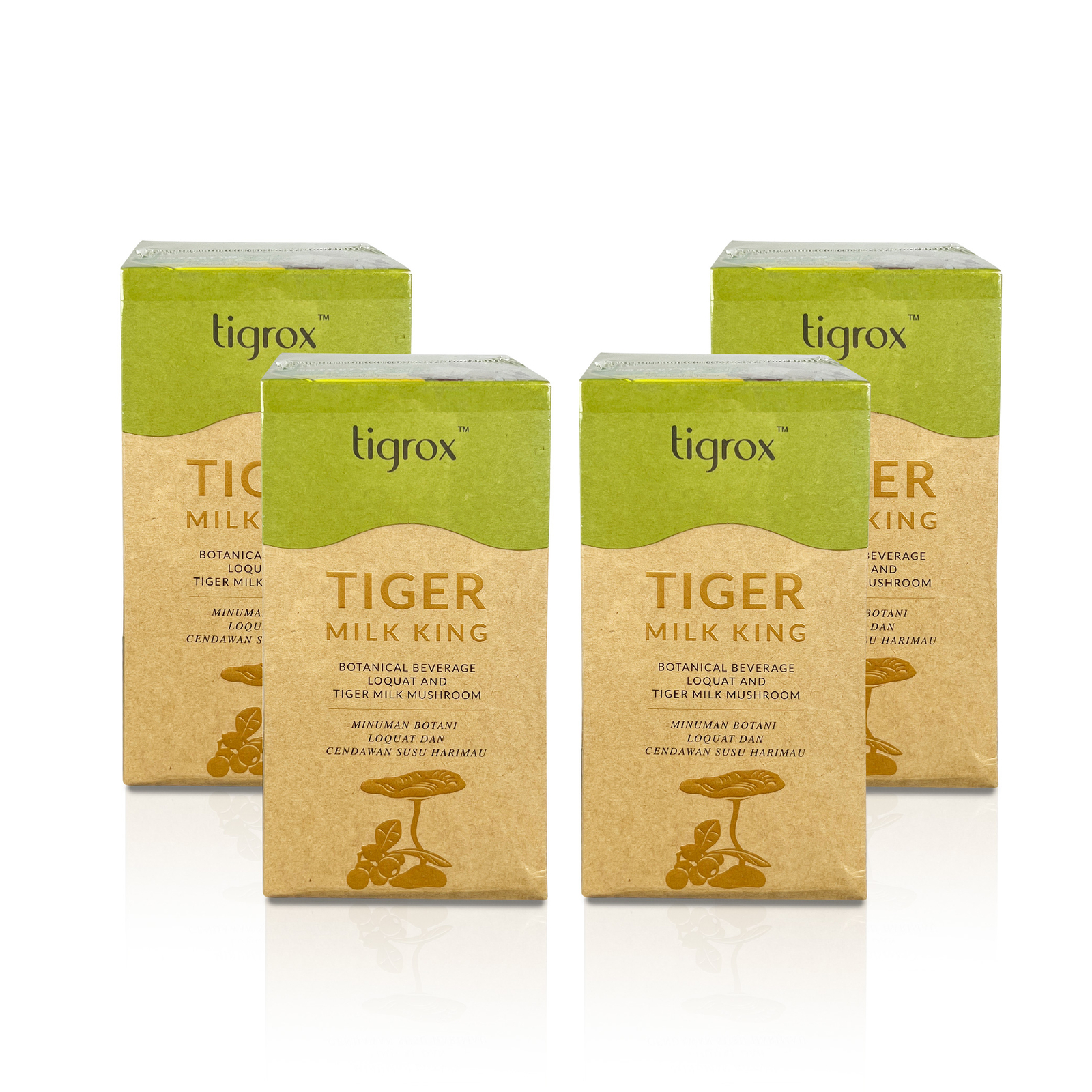 Tigrox Tiger Milk Mushroom – Upgraded Formulation w Loquat & Crystal Pear, 4 Box