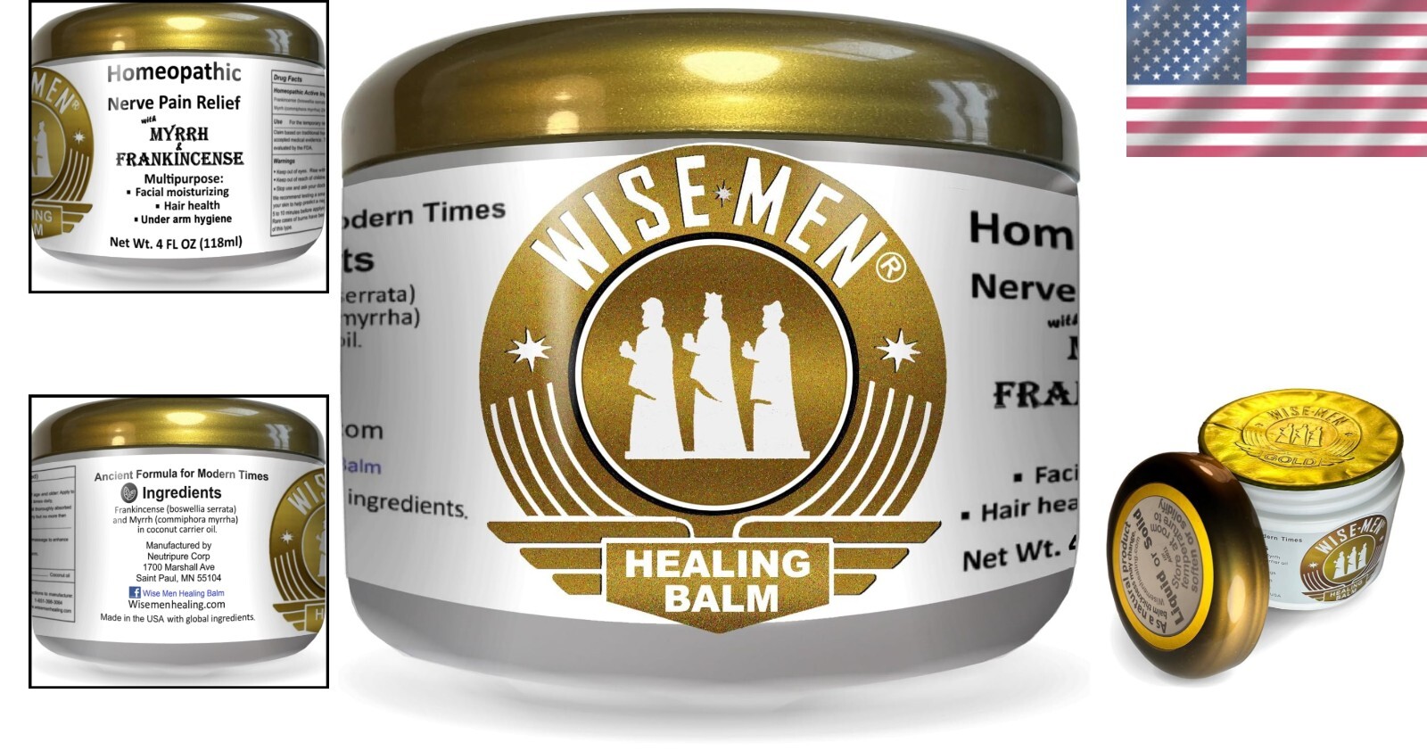 Wise Men Healing Balm with Frankincense and Myrrh for Neuropathy and Pain Relief