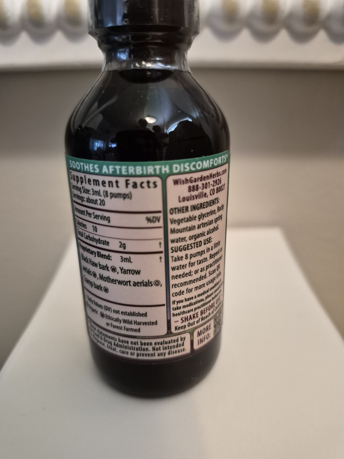 WishGarden AfterEase Postpartum Support Herbal Liquid Supplement 2 fl oz