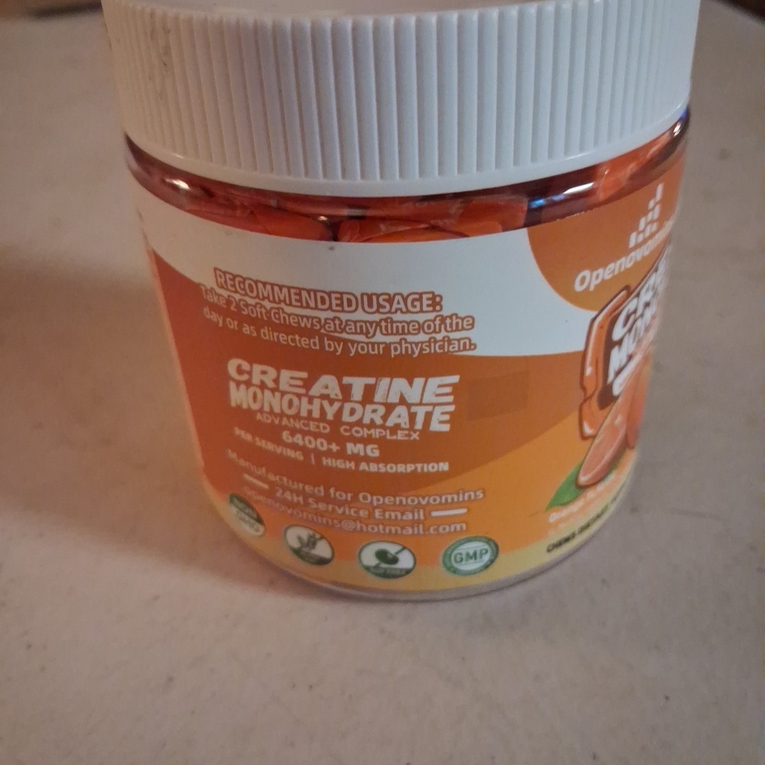 Creatine Monohydrate Chews 6400mg Advanced Complex Orange Flavor Vegan 60 Ct NEW