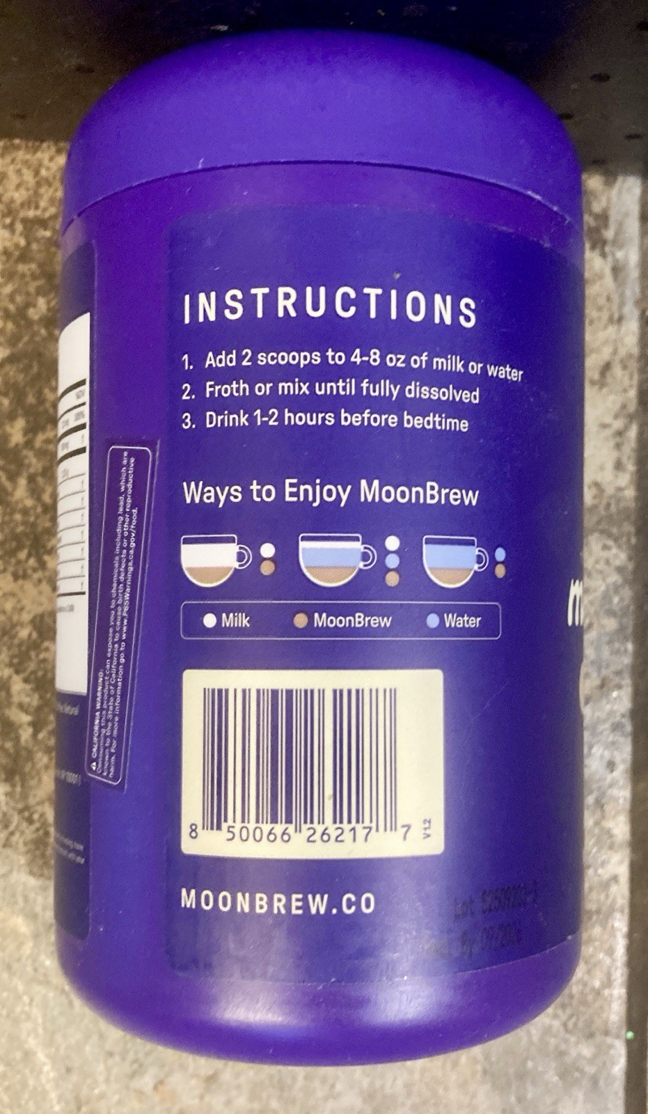 Moon Brew Magnesium Sleep Aid, Vanilla Latte, 15.12 oz NEW/SEALED BB 09/2026