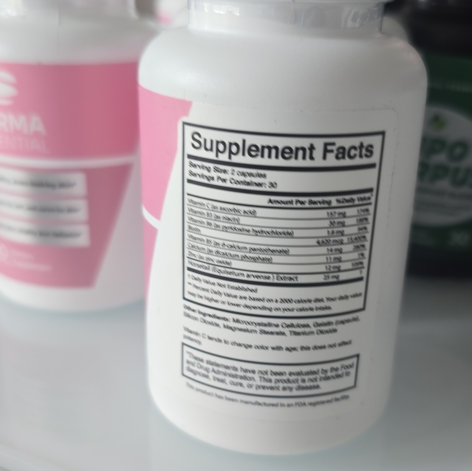 Derma Essential Skin Health Dietary Supplement 60 Capsules Vitamins C B3 E USA