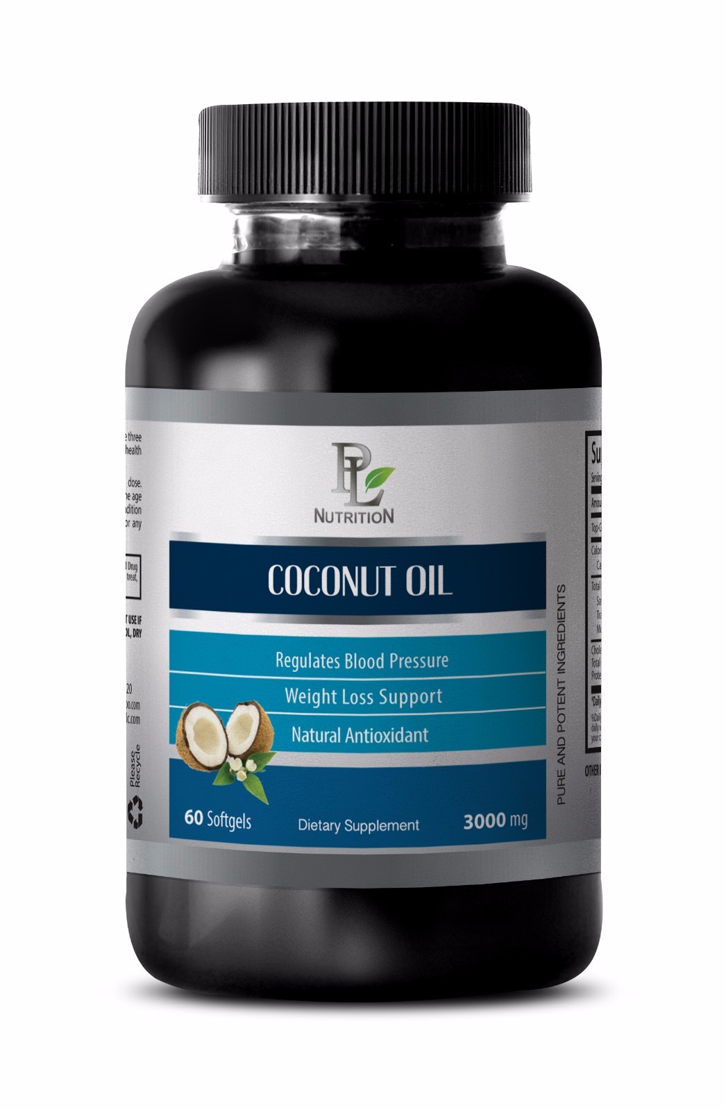 Coconut oil – COCONUT OIL 3000 mg – Antibiotic properties natural supplement -1B