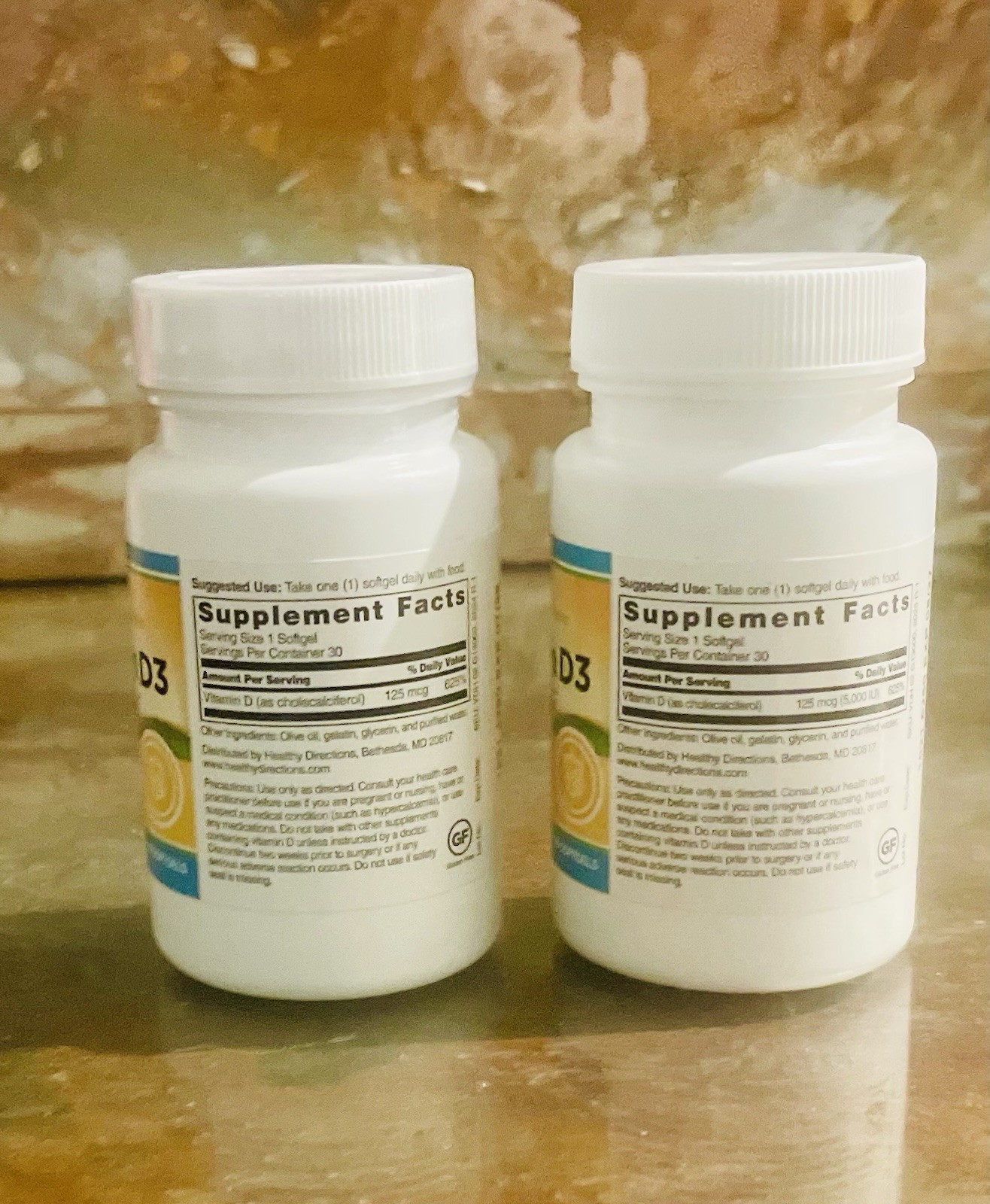 (2) Healthy Directions Vitamin D3 (30 Softgels) 5000 IU Immune Support EXP 07/26