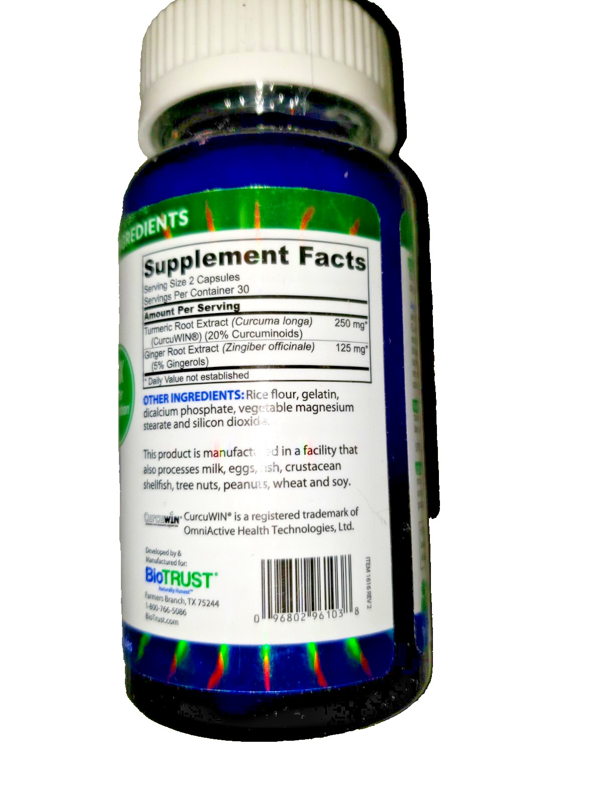 Biotrust Optimized Curcumin Formula dietary Supplement 60 capsules Exp 7/26