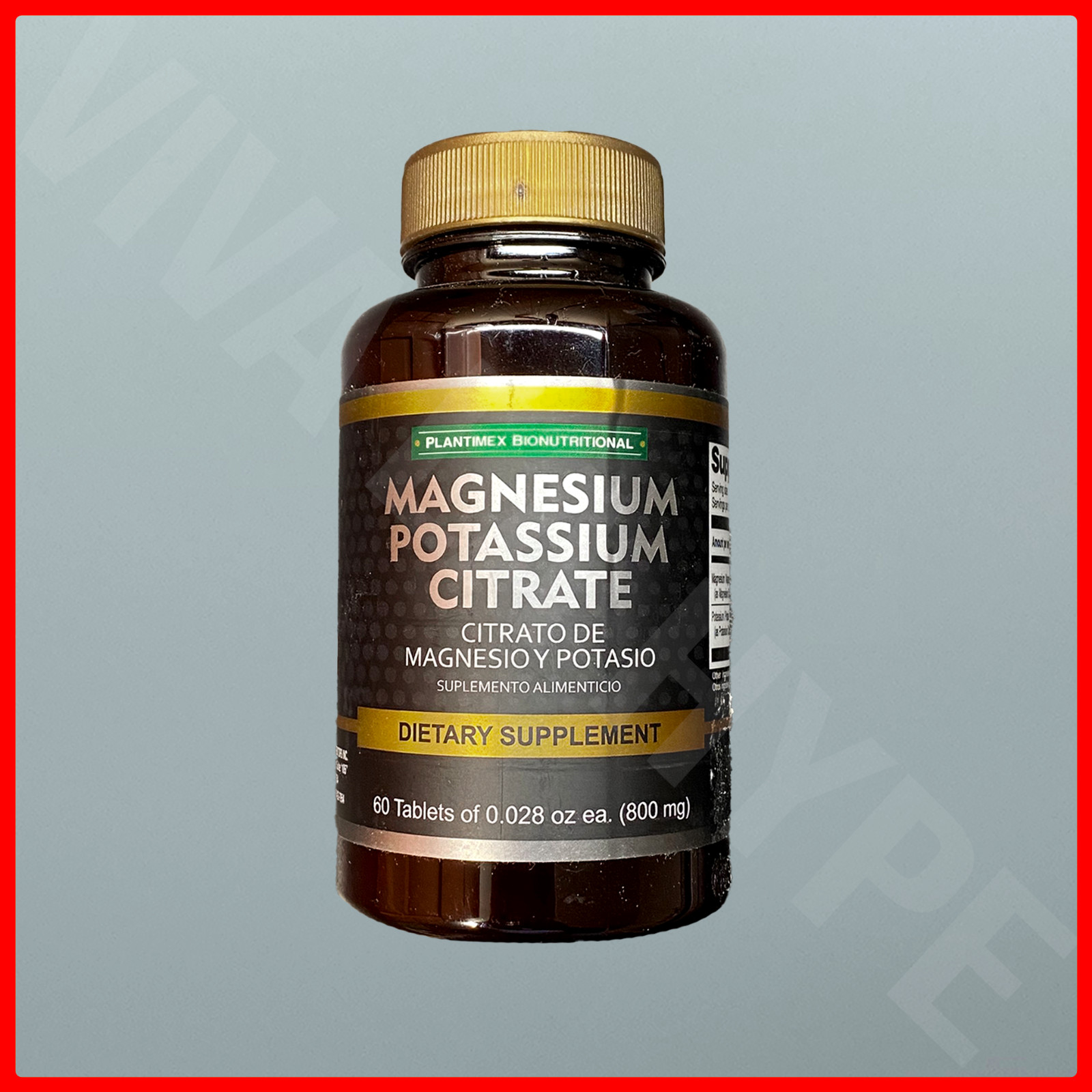 Magnesium Potassium Citrate 60ct 800mg Citrato Magnesio Plantimex Bionutritional