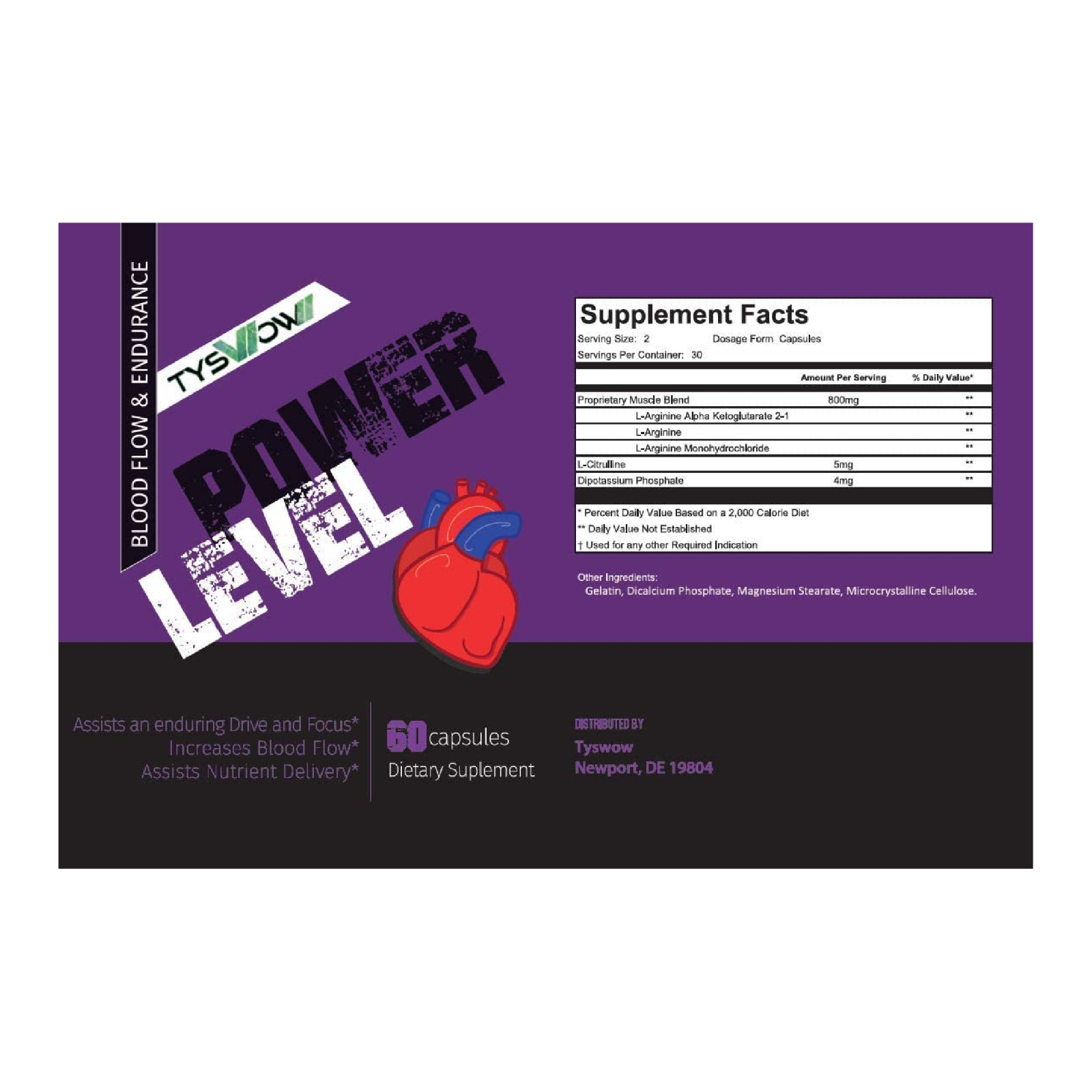 Power Level – Maximize Blood Flow for extended Nutrient Delivery – L-Argenine