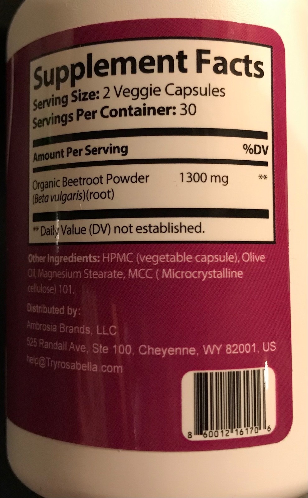 NEW 2 Sealed Bottle of Rosabella Beetroot Capsules, 60/bottle