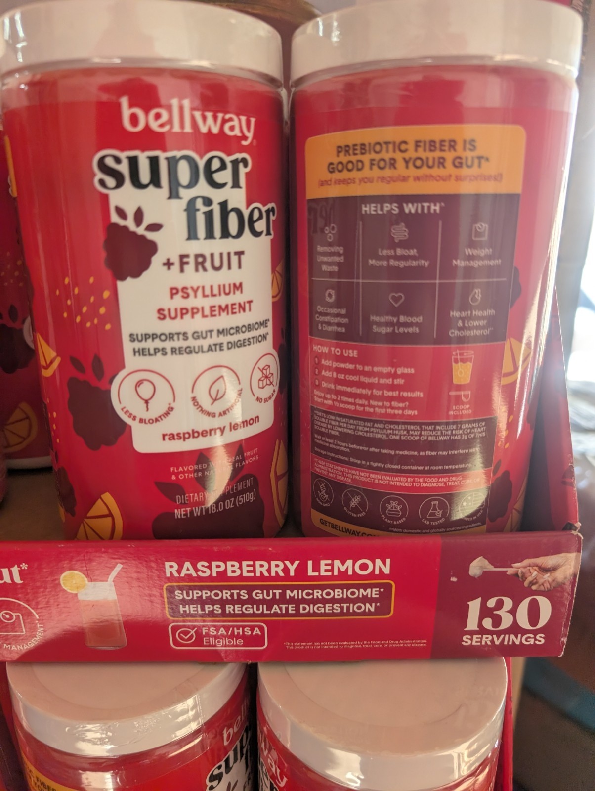 Bellway Super Fiber + Fruit Psyllium Husk Raspberry Lemon 36oz 18 x2
