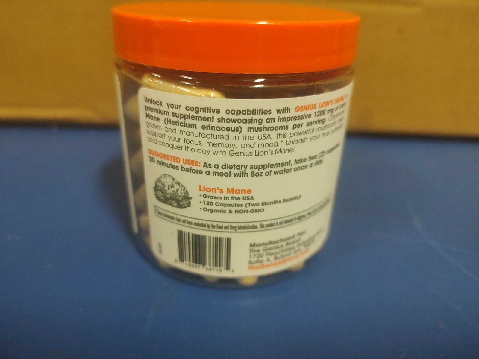 The Genius Brand Genius Lions Mane 1200mg Focus Memory Mood 120 Veggie Capsules