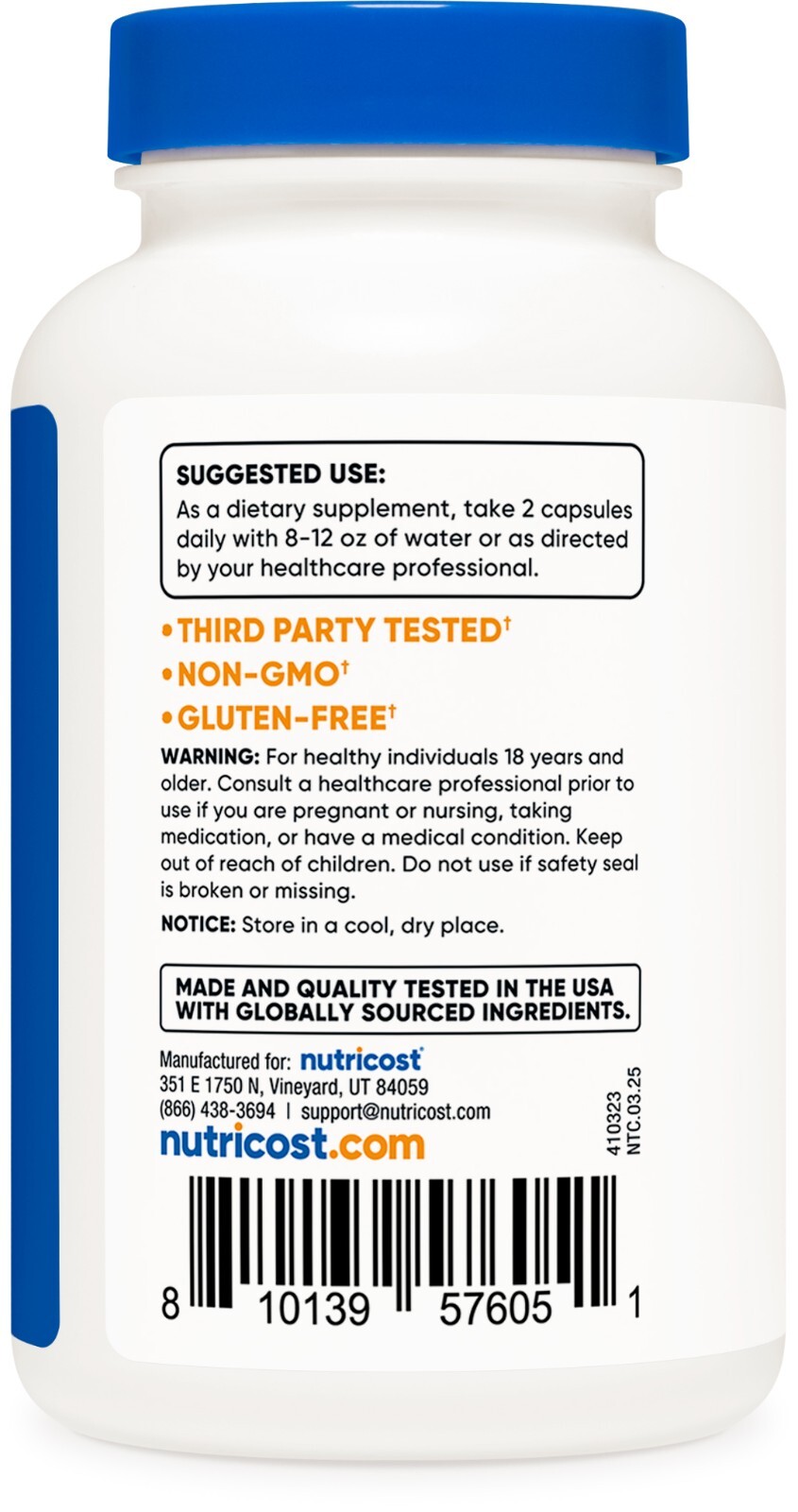 Nutricost Sodium Bicarbonate (2,500mg) 120 Capsules – GMO-free, Gluten Free