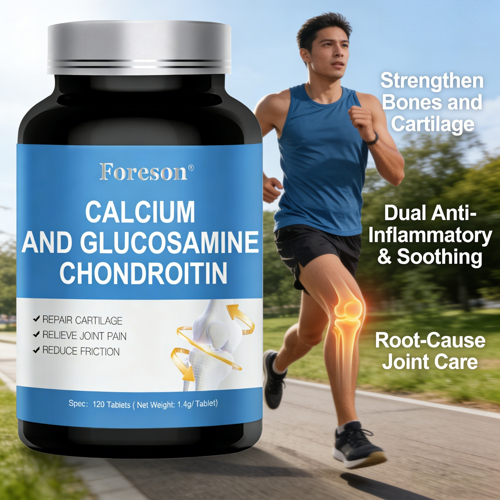 Foreson Glucosamine Chondroitin Joint Support Supplement For Bone Health Care