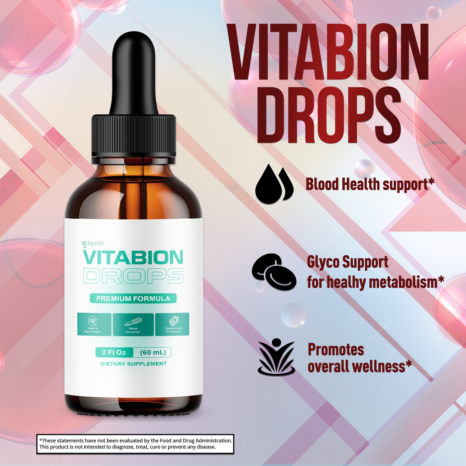 (5 Pack) Vitabion Blood Support Drops Vita Bion Vitamin Supplement 150 Servings