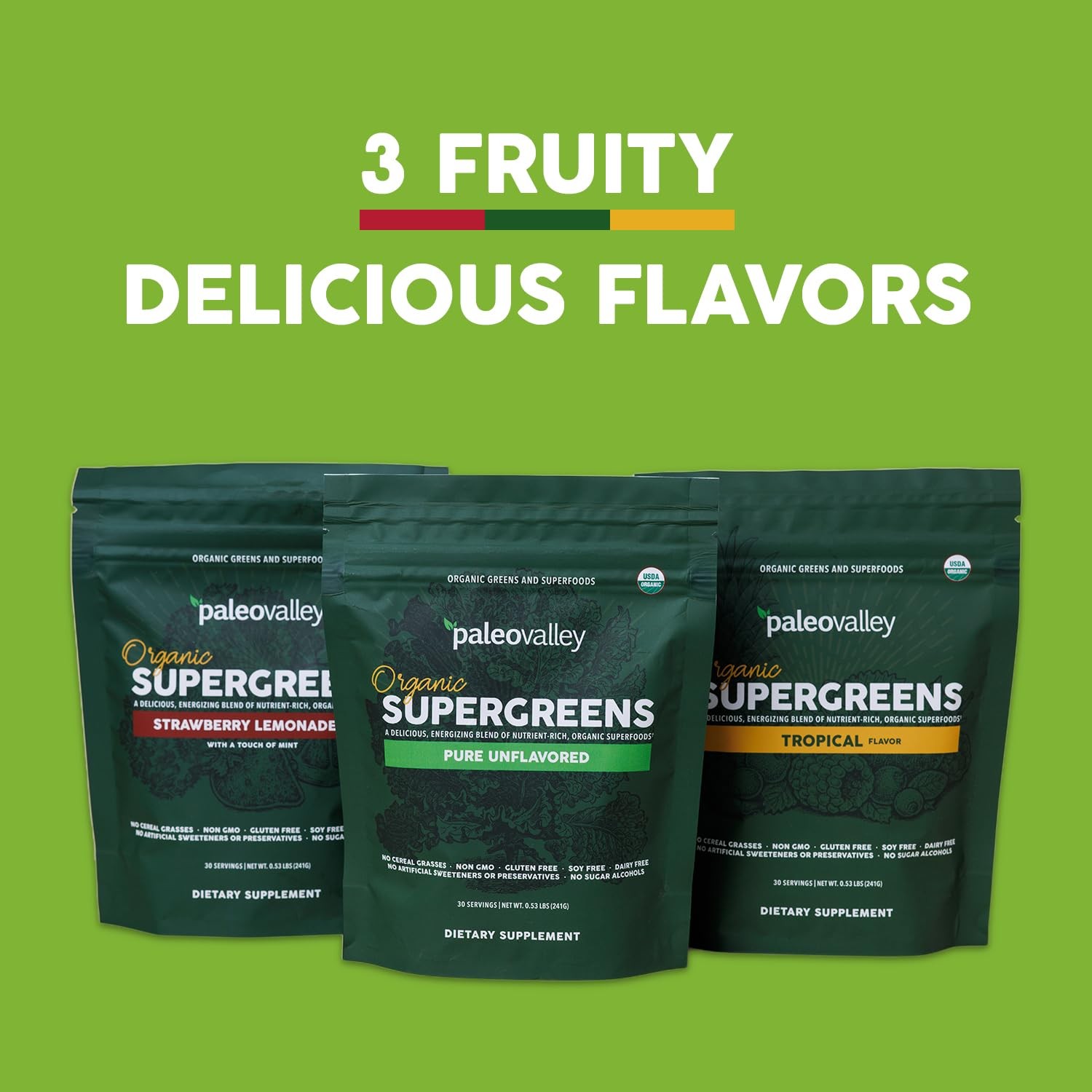 Paleovalley Organic Supergreens Powder – 23 Superfoods Prebiotic Fiber For