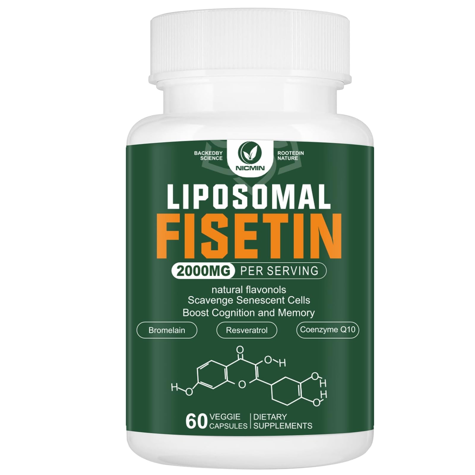 Liposomal Fisetin Supplement, 2000MG, 98% Pure 60 Count (Pack of 1)