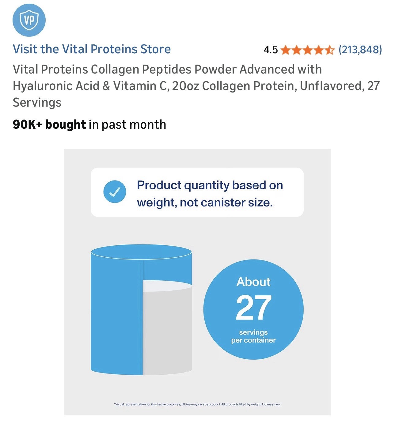 Vital Proteins Collagen Peptides Hyaluronic Acid Vitamin C Powder 20oz