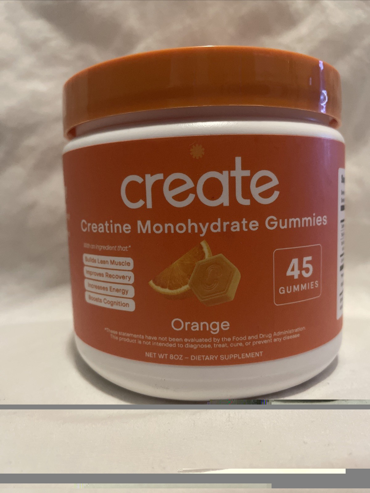 Create – Creatine Monohydrate Gummies – Orange Flavor – 45 servings