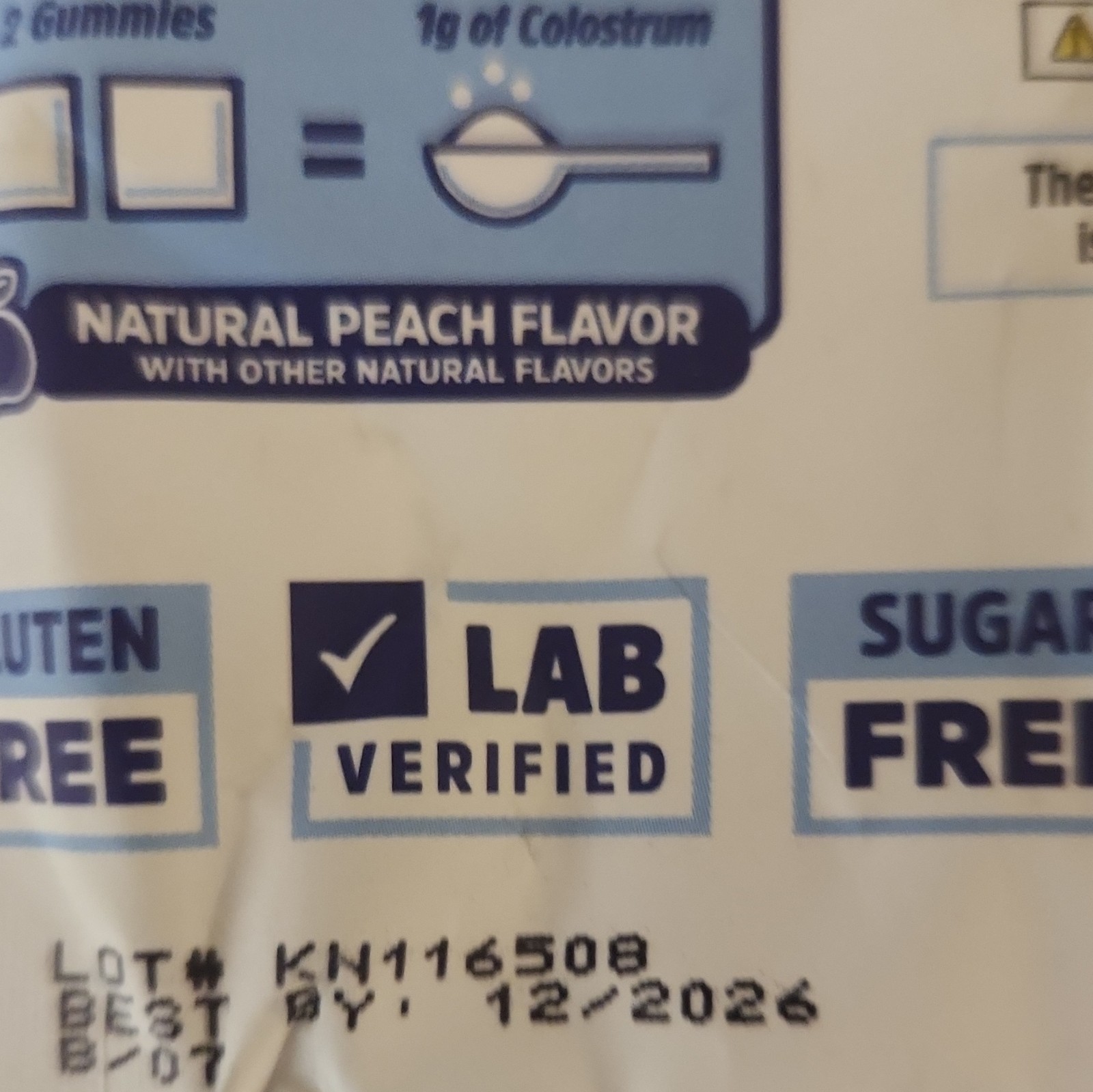 Zhou Colostrum Gummies Sugar Free Gluten Free Ethically Sourced Peach Flavor