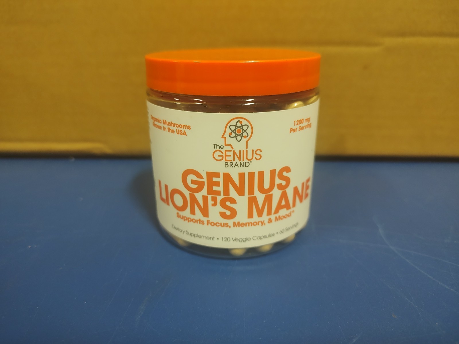 The Genius Brand Genius Lions Mane 1200mg Focus Memory Mood 120 Veggie Capsules