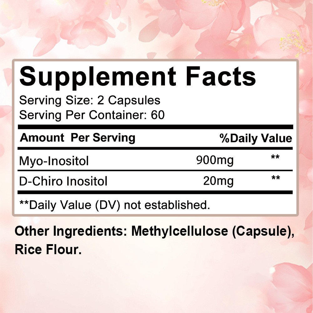 Myo D-Chiro Inositol Capsules Hormone Balance Energy Metabolism 30-120 Count