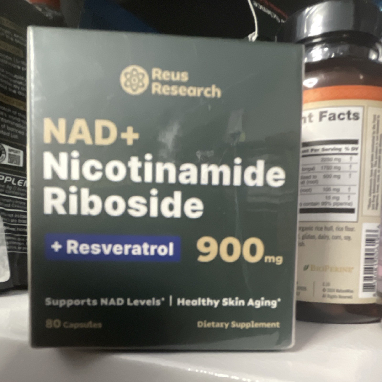 Reus Research NAD+ Nicotinamide Riboside & Resveratrol Capsules 900mg 80 Count