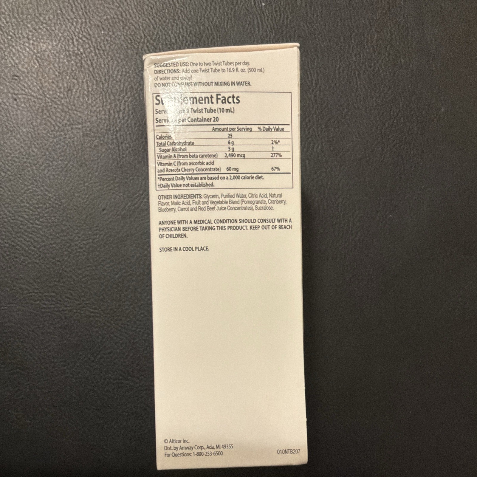 Nutrilite Twist Tubes 2GO Antioxidant Liquid Mango Citrus 10mL 14ct MPN 110538