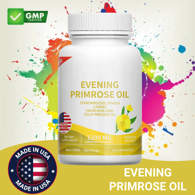 EVENING PRIMROSE Oil STANDARDIZED 10%GLA 1200MG FROM NON-GMO COLD-PRESSED OIL