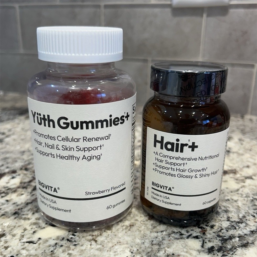 BIGVITA Youth Gummies+ Strawberry 60ct & Hair+ Capsules 60ct Hair Growth