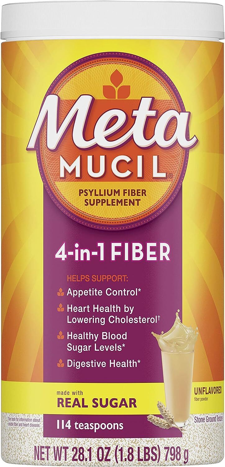 Metamucil Daily Fiber Psyllium Supplement Original Unflavored Powder 114-Doses