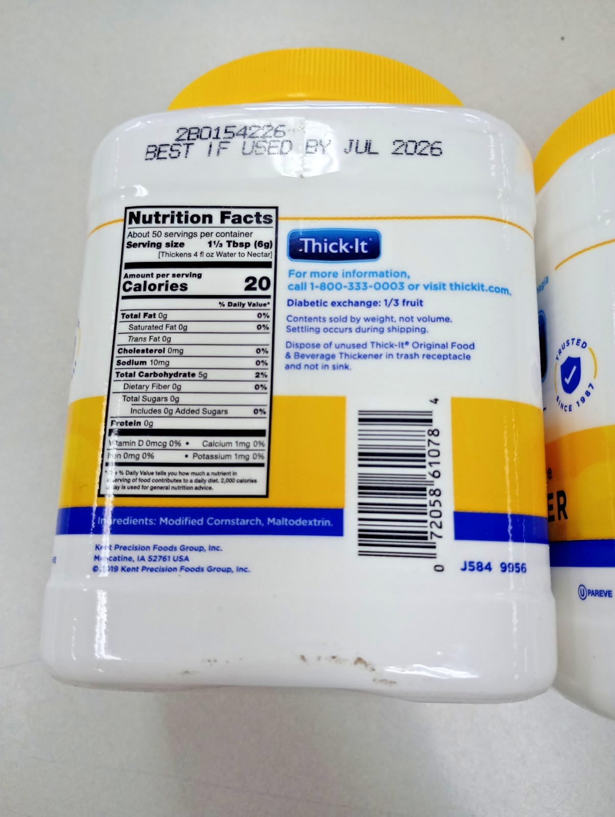 2 pack Thick-It Original Food & Drink Thickener Unflavored 10 oz. Canister