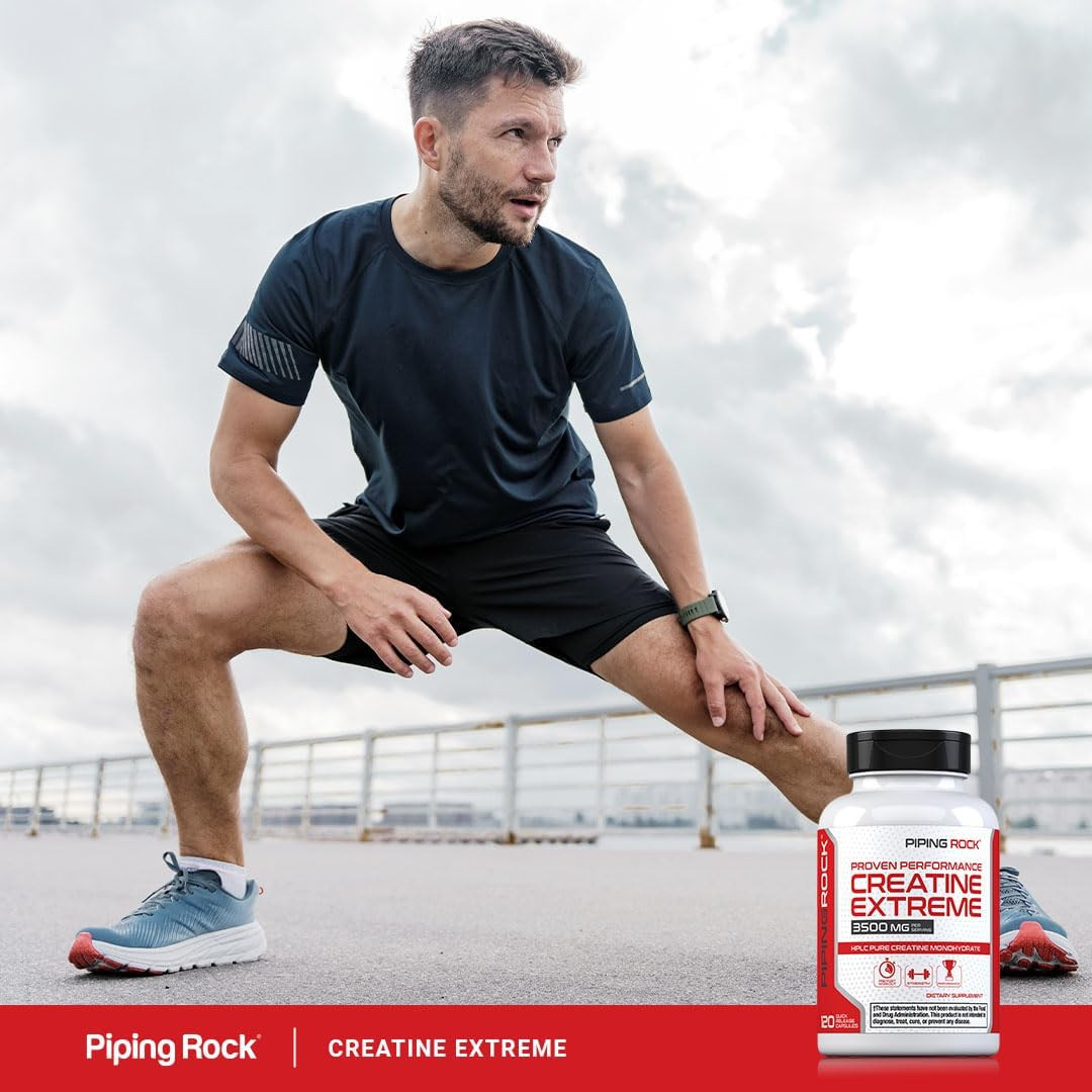 Piping Rock Creatine Monohydrate Capsules | 3500 mg | 120 Pills | Non-GMO, Glute