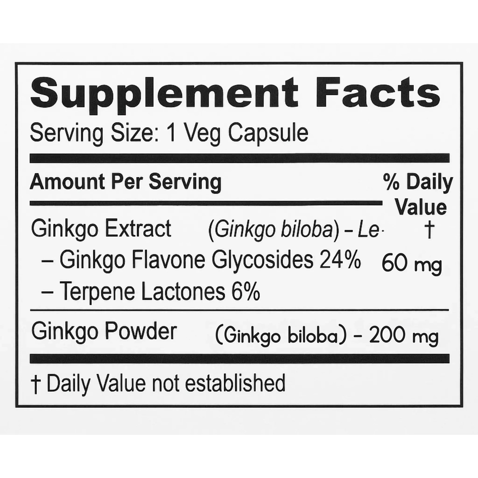 New Life Ginkgo Biloba 60mg, Cognitive Support, 60 Veg Capsules
