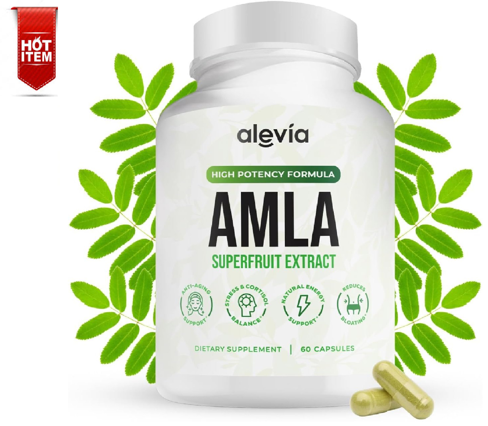 Alevia Organic Amla Capsules 1000mg – Indian Gooseberry Amla Fruit Supplement –